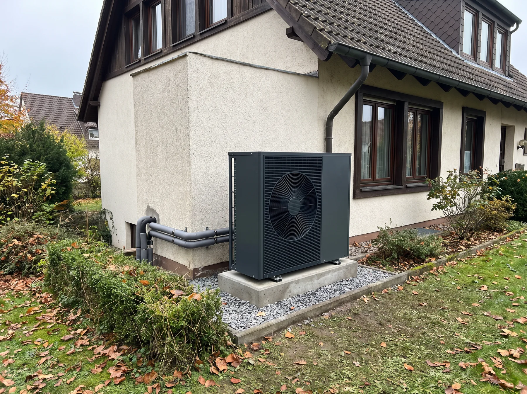 Luft-Wasser-Wärmepumpe an einem Altbau