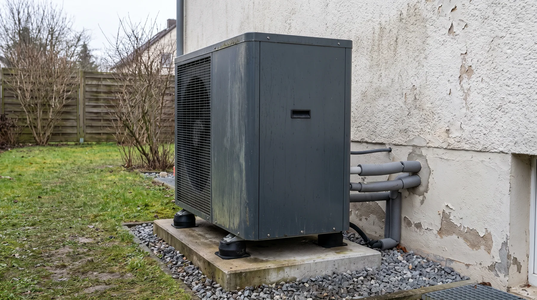 Außeneinheit der Wärmepumpe an der Nordseite